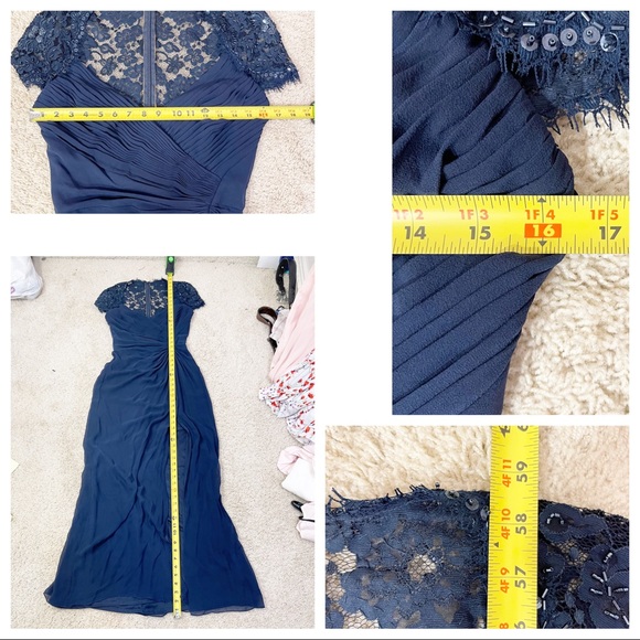 NWT! Tadashi Collection navy silk gown - Picture 5 of 7